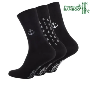sorte premium bambus strømper med ankre på
