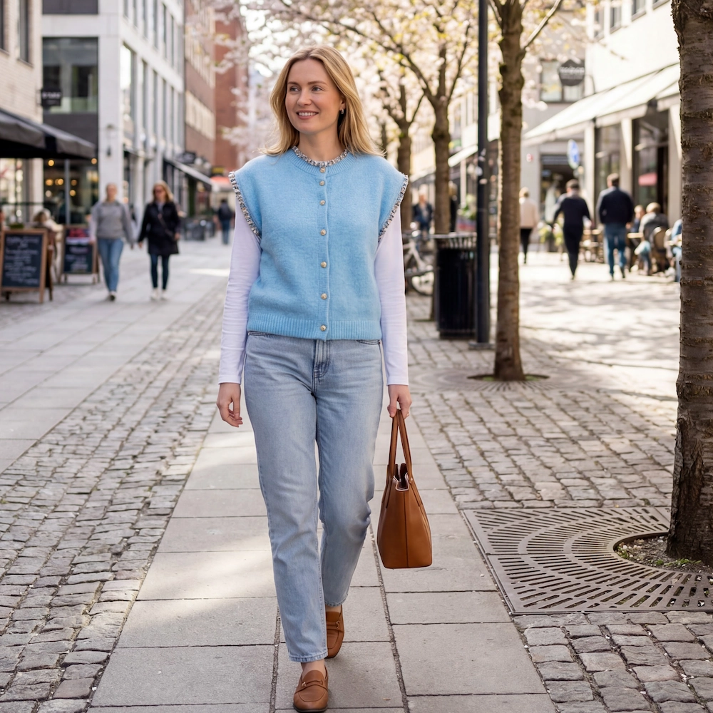 Ærmeløs crop top i blå