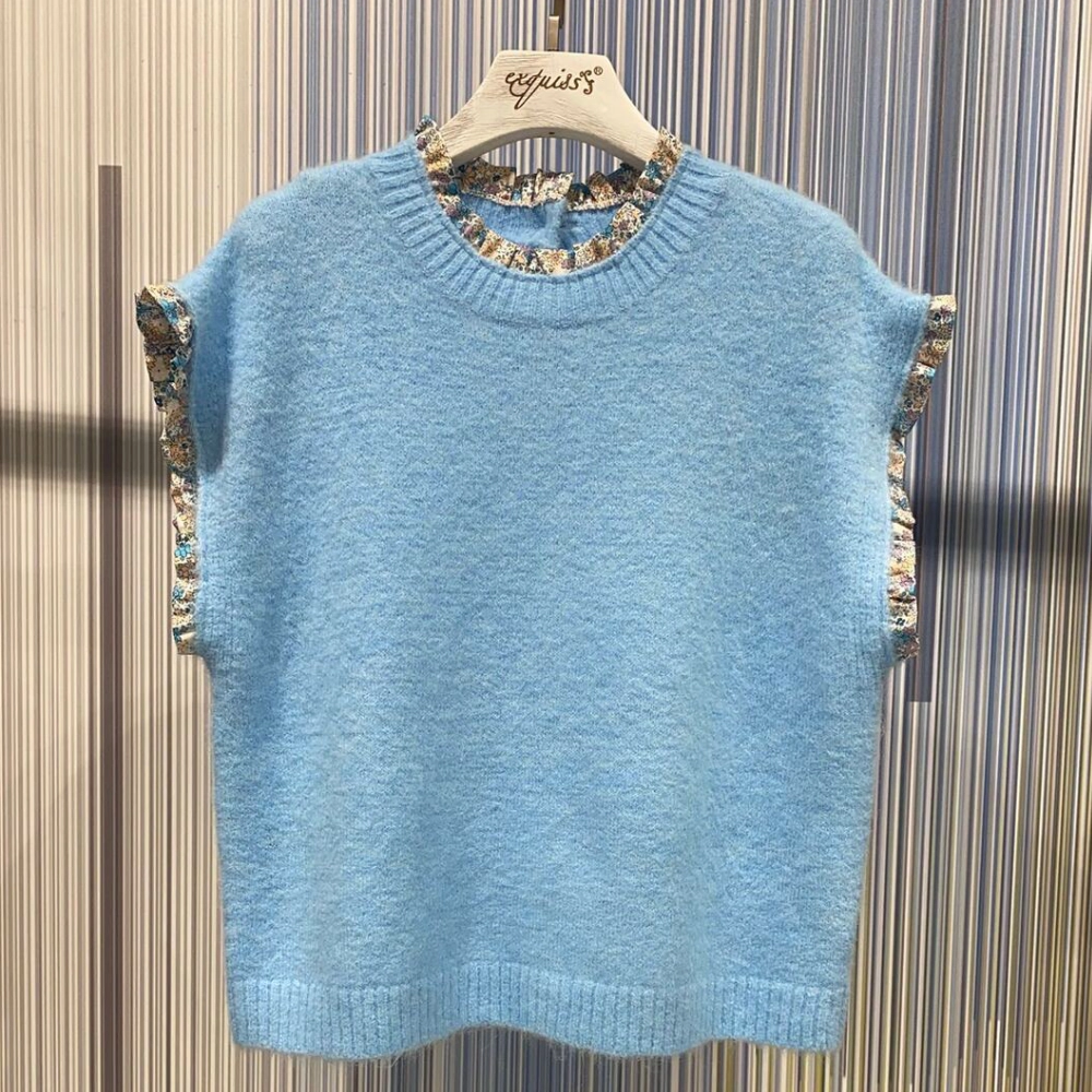 Ærmeløs crop top i blå