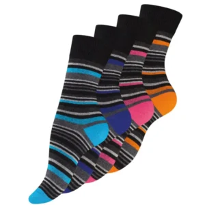 4 Pack ladies socks "FINE STRIPES" Vincent Creation